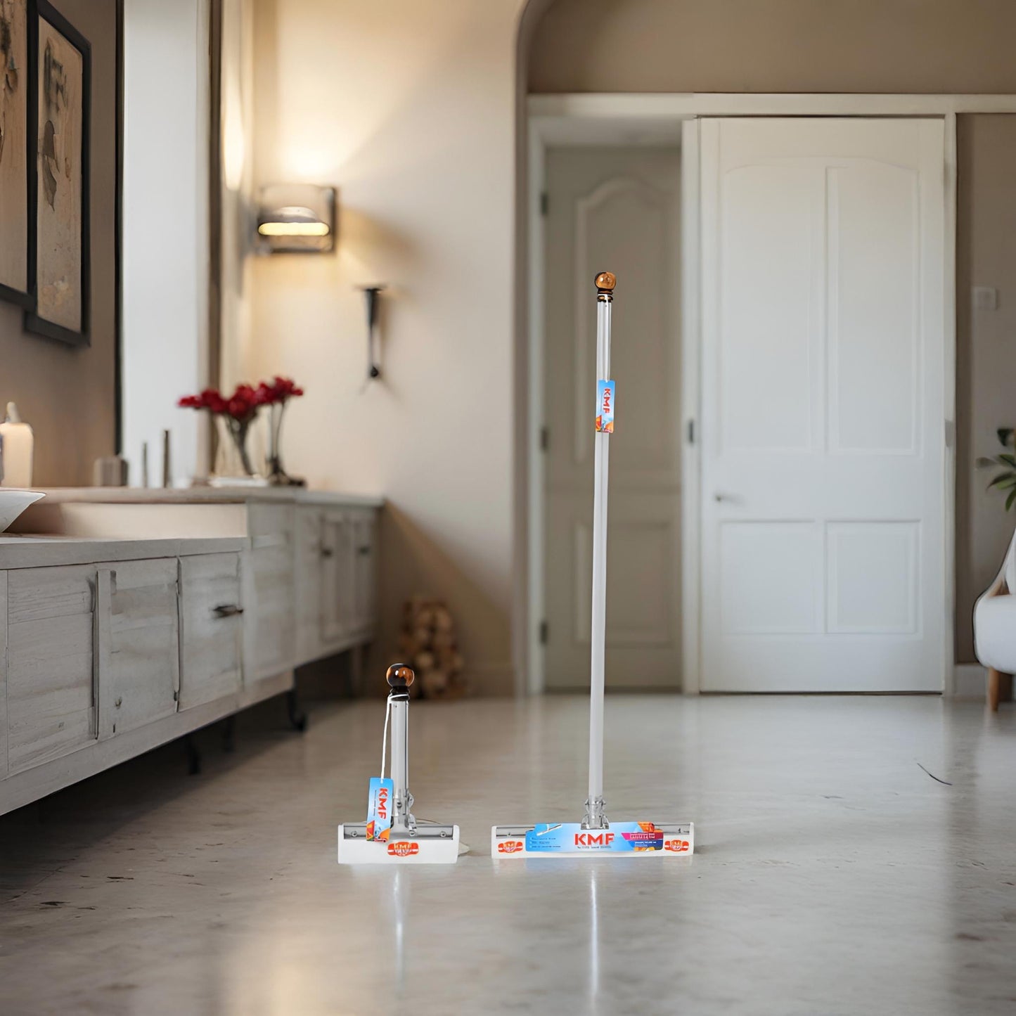 Luxury Combo: Stainless Steel Bathroom Wiper 40" + Kitchen Wiper 12 inch